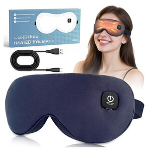 Cordless Heated Eye Mask for Dry Eyes Relief, with 3 Heat Settings